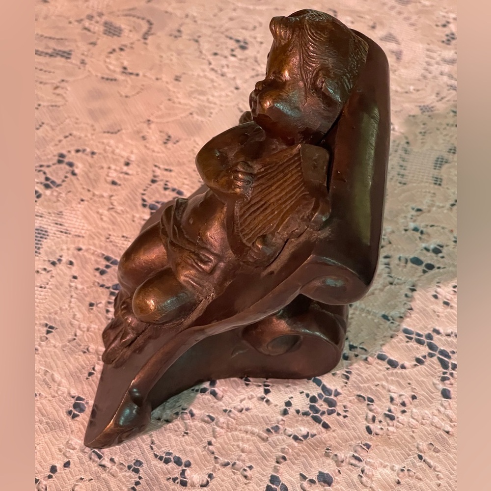 Bronze‎ Cherub bookend- Vintage - Picture 2 of 3